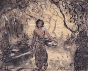 LE MAYEUR DE MERPRES Adrien Jean 1880-1958,A Balinese girl in the garden,Christie's GB 2002-10-27