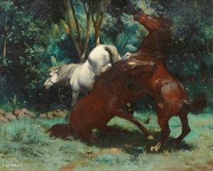 LE MOINE CHARLES ALFRED 1872-1918,Combat de chevaux,1910,Mercier & Cie FR 2018-04-15