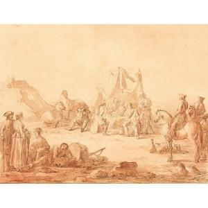 LE PAON Louis, Jean Baptiste 1736-1785,LA HALTE MILITAIRE,Tajan FR 2021-10-28