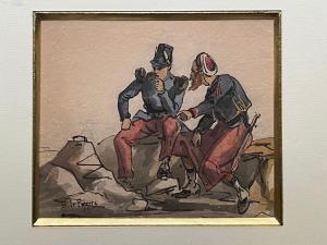LE PIPPRE Septime Emeric M. 1833-1871,Soldat et zouave en conversation,Bayeux Encheres FR 2023-12-10
