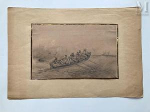 LE POITTEVIN Eugene Modeste E. 1806-1870,Embarcation en mer,Millon & Associés FR 2024-02-08