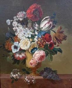 LE RICHE I.S.J,Bouquet de fleurs dans un vase posé sur un entable,Beaussant-Lefèvre 2021-11-05