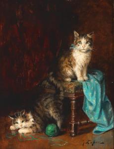 LE ROY Jules 1833-1865,Kittens Playing - The Model,Palais Dorotheum AT 2022-09-08