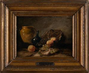 LE ROY Jules 1833-1865,Still life of a fruit basket, a green bottle and a,Eldred's US 2023-02-03