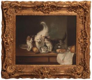 LE ROY Jules 1833-1865,Three cats on a tabletop,Duke & Son GB 2023-08-31