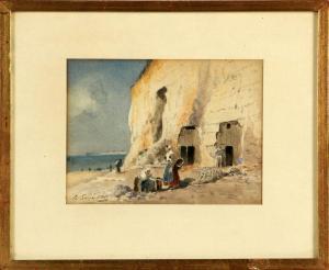 LE SENECHAL DE KERDREORET Gustave Edouard 1840-1920,Pêcheurs au pied de la falaise,Libert 2022-07-05