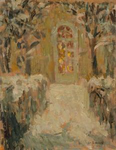LE SIDANER Henri 1862-1939,Porte sous la neige,1916,Sotheby's GB 2024-03-05
