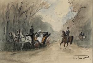 LE TOURNIER Joseph Marie 1892-1972,Attelage et chevaux dans le bois,Ruellan FR 2024-02-10