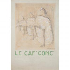 Le Verrier Jean Paul 1922-1996,LE CAF' CONC': DESIGN FOR A POSTER,1945,Lyon & Turnbull GB 2021-04-21