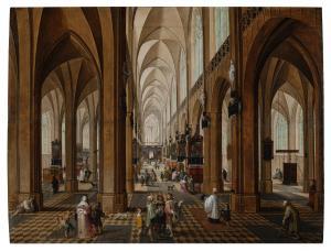 LE VIEUX PIETER NEEFS 1578-1656,Interior of the Antwerp Cathedral,1639,Sotheby's GB 2024-02-01
