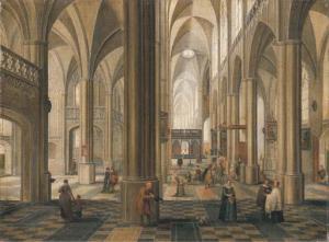 LE VIEUX PIETER NEEFS,The interior of a cathedral with elegant company, ,Christie's 2005-04-22