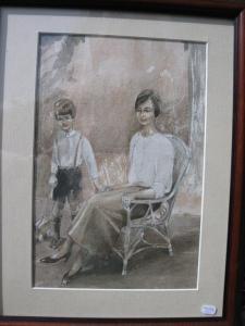 LEA J,Seated with a boy,Smiths of Newent Auctioneers GB 2009-05-08