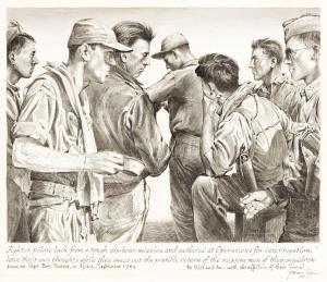 LEA Tom 1907-2001,Fighter pilots back from a tough six-hour mission,1943,Swann Galleries 2022-12-15