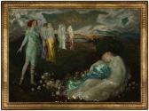 LEAKE Gerald 1885-1975,Figures in a dreamlike landscape,John Moran Auctioneers US 2010-04-27