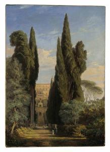 LEAR Edward 1812-1888,Cypresses at the Villa d'Este, Tivoli,1840,Christie's GB 2012-01-25