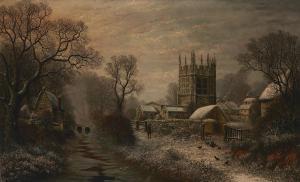 LEAVER Charles,A winter river landscape with a figure walking, a ,1878,Rosebery's 2023-07-19