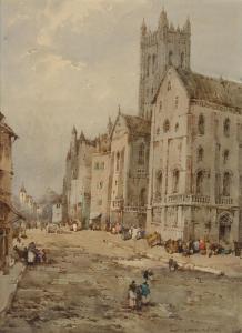 LEAVER Noel Harry 1889-1951,A busy street scene, with a Cathedral beyond,Rosebery's GB 2025-03-12
