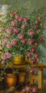 LEAVITT Edward Chalmers 1842-1904,Roses and Clay Pots,1896,Shannon's US 2023-10-26