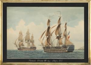 LEAVITT John Faunce 1905-1974,French 80 and 100 Gun Ships 1815,Eldred's US 2019-01-18