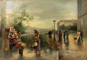 LEBAS Léonie,Le marché aux fleurs,19-20th century,Gautier-Goxe-Belaisch, Enghien Hotel des ventes 2019-03-31