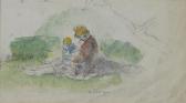 LEBASQUE Henri 1865-1937,Mère avec son bébé dans le paysage,Germann CH 2012-06-11