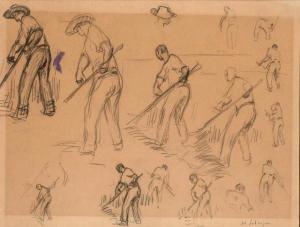 LEBASQUE Henri 1865-1937,Studies of Men with Scythes,William Doyle US 2019-06-26