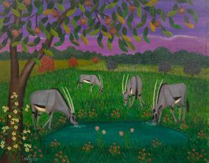 LEBDUSKA Lawrence H 1894-1966,Antelopes Drinking,1947,Hindman US 2024-02-21