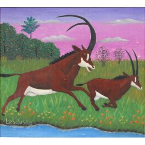 LEBDUSKA Lawrence H 1894-1966,two leaping antelope,Ripley Auctions US 2024-02-10