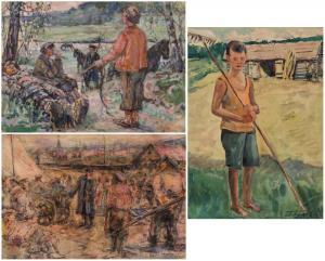 LEBEDEV Porphiriy Markovich 1882-1974,Village Shepherds,Shapiro Auctions US 2016-05-21