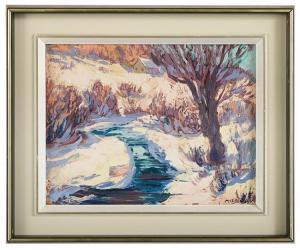 LEBEL Maurice 1898-1963,Winter Landscape with Creek,1943,New Orleans Auction US 2018-03-18