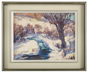 LEBEL Maurice 1898-1963,Winter Landscape with Creek,1943,New Orleans Auction US 2018-08-26