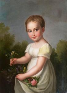 LEBERECHT POCHMANN Traugott 1762-1830,Portrait of a Girl with Flowers in her Dress,Stahl 2016-04-23