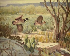 LEBLANC Lee 1913-1988,Common Quail in Flight over Cactus,Simpson Galleries US 2022-02-12