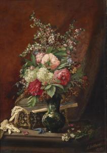 LEBLANC Leon,Bouquet of Flowers in a Vase with Decorative Ornam,1890,Palais Dorotheum 2011-02-15