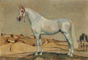 LEBRECHT Georg,White horse in a Southern European landscape,1920,Bruun Rasmussen 2020-08-31
