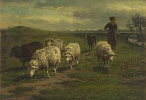 LEBRET Frans 1820-1909,Herding Sheep,Strauss Co. ZA 2022-06-28
