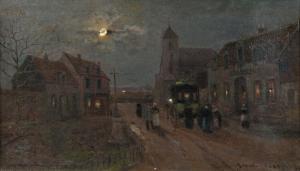 LEBRUN Marc Eugène 1867-1920,Arrivée à l'auberge,1897,De Maigret FR 2017-06-21