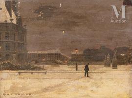 LEBRUN Marc Eugène 1867-1920,Le Louvre sous la neige,1898,Millon & Associés FR 2021-10-08