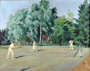 LECHAT Charles 1898-1976,Le Court de Tennis,1924,Galerie Moderne BE 2010-03-23