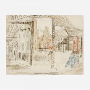 LECHAY James 1907-2001,City Scene,1945,Toomey & Co. Auctioneers US 2024-02-15