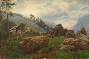 LECHNER Ferdinand 1855,Paysage de montagne animé,1894,VanDerKindere BE 2017-02-21