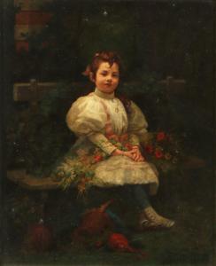 LECLAIRE Léon Louis 1829,Girl with Flowers,Tiroche IL 2022-09-12
