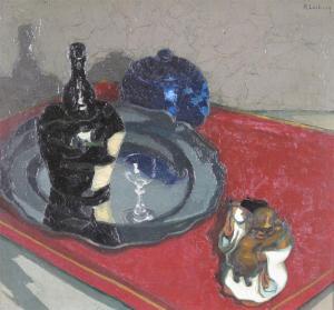 LECLERCQ Rene,Still life of a bottle and a glass on a tray with ,Woolley & Wallis 2012-12-12