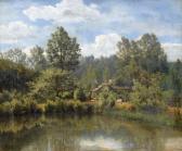 LECLERCQ THEODORE 1850-1905,Landschaftspartie mit Teich und Gehöft,Dobiaschofsky CH 2008-11-12