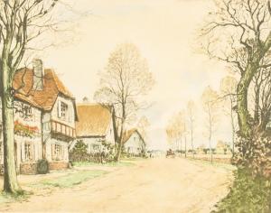 LECOMTE Paul Emile,charming thatched-roof cottages adorned with bloom,888auctions 2024-02-08