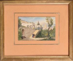 LECONTE DE ROUJOU Louis Auguste G 1819-1902,Paysage animé dans une ville italienne,Osenat 2020-03-15