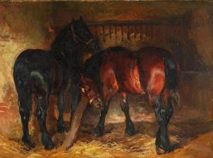 LECOURT Raymond Louis 1882-1946,Horses in a stable,1912,Bruun Rasmussen DK 2022-10-24