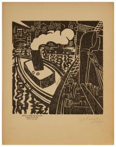 LEDESMA Gabriel Fernandez 1900-1983,New York de Noche (Salida del Puert,1929,John Moran Auctioneers 2023-12-06