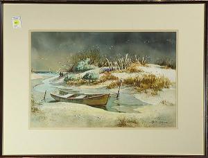 LEDESMA Ralph 1910-1993,Figures and Rowboat on a Snow-Covered Beach,Clars Auction Gallery 2015-03-21