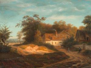 LEDIEU Alexis 1808-1857,Landschaft mit Bauernhaus und Personen.,1848,Galerie Koller CH 2009-03-23
